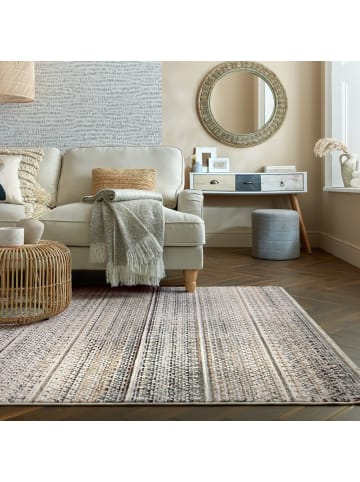 KADIMA DESIGN Kurzflor-Teppich Pflegeleicht PERRAN Streifen Geometrisch in Naturfarben