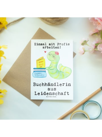 Mr. & Mrs. Panda jubiläumskarte Buchhändlerin Leidenschaft mit S... in Weiß