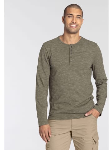 Bruno Banani Langarmshirt in Khaki meliert