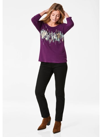 GOLDNER Edles Shirt mit Frontdruck, 3/4-Arm in beere