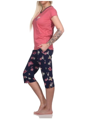 NORMANN kurzarm Capri Schlafanzug Schmetterling - 78848 in rot