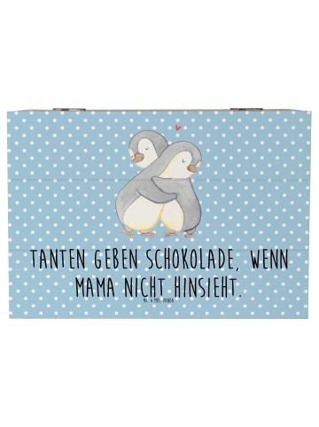 Mr. & Mrs. Panda holzschachtel Tante Schokolade mit Spruch in Blau Pastell
