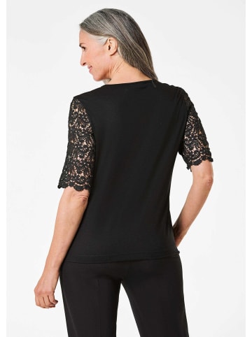 GOLDNER Viskose-Blusenshirt mit Spitze in schwarz