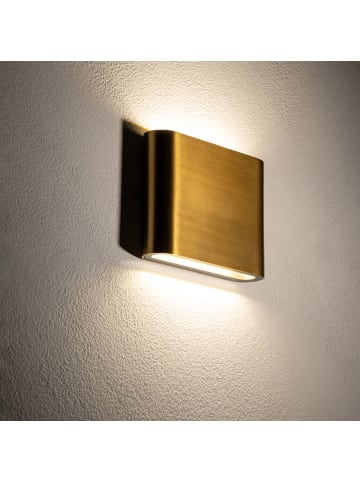 Licht-Erlebnisse Außen Wandlampe EEK F (B)11 x (H)9 cm in Messing