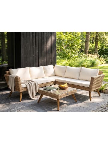 Beliani 2-tlg Sitzgruppe VITTORIA in Weiß/Beige/Braun