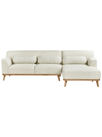 Beliani 4-tlg Ecksofa SIMOS in Weiß/Braun linksseitig