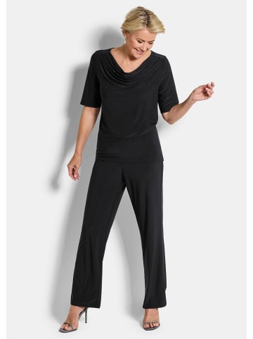 GOLDNER Kurzgröße:  Jerseyshirt mit Glitzersteinen in schwarz