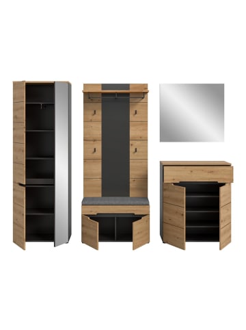 ebuy24 Garderobenmöbel Canu (6-teilig) Eiche 255 x 37 cm