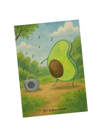 Mr. & Mrs. Panda Postkarte Avocado Tanzen Design ohne Spruch in Weiß