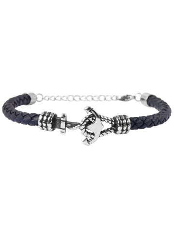 Adeliás Damen Armband aus Leder 20 cm in blau