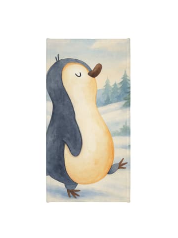 Mr. & Mrs. Panda Saunahandtuch Pinguin mHerzieren Design ohne S... in Weiß