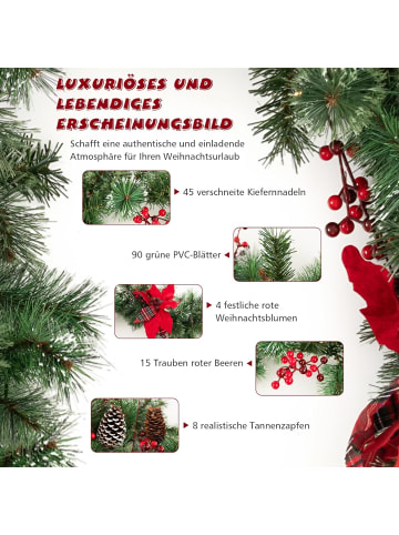 COSTWAY Weihnachtsgirlande mit Beleuchtung in Grün
