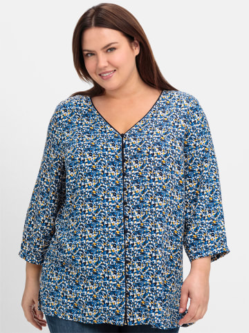 sheego Shirtbluse in tiefblau-gemustert