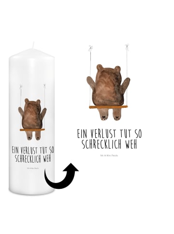 Mr. & Mrs. Panda Kerze Bär Schaukel mit Spruch in Weiß