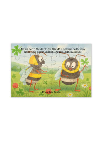 Mr. & Mrs. Panda Puzzle Hummeln Kleeblatt Design mit Spruch in Weiß