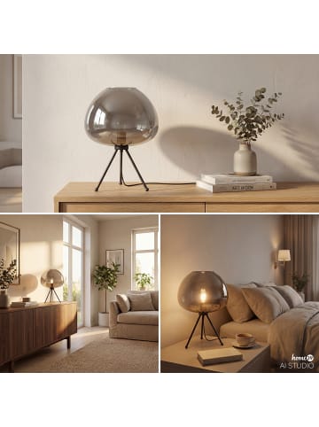 home24 Tischleuchte ARA in Grau / Schwarz