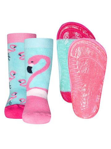 ewers 2er-Set Stoppersocken Flamingo in mondlicht / chinapink