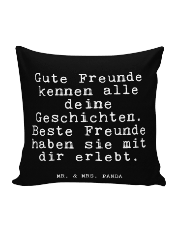 Mr. & Mrs. Panda Zier Kissen Gute Freunde kennen alle... mit Spruch in Schwarz