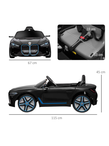 HOMCOM BMW i4 12V Kinderauto 3-5 Jahre Kinder Schwarz