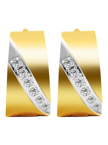 Adeliás Damen Ohrringe – Klappcreole aus Edelstahl mit Strass Steinchen in gold