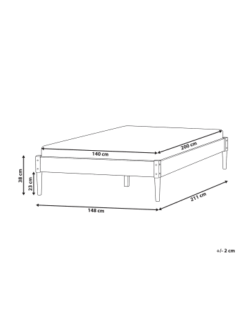 Beliani Doppelbett VEYRAC in Braun - (W) 148 x (H) 38 x (L) 211 cm