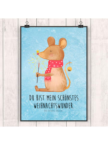 Mr. & Mrs. Panda Bild Maus Weihnachten mit Spruch in Eisblau