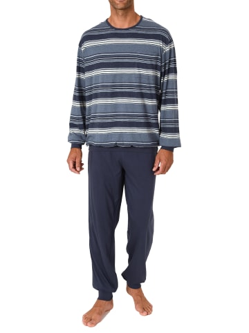 NORMANN Schlafanzug Pyjama langarm Bündchen Streifen - 75319 in marine