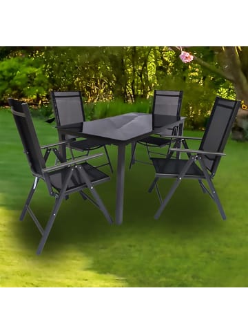 ebuy24 Gartenset Dora 80x140cm (5-teilig) Schwarz 80 x 140 cm