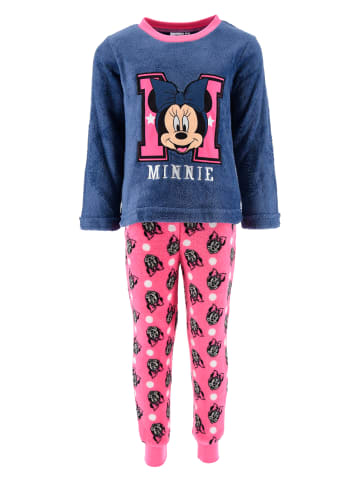 Disney Minnie Mouse 2tlg. Outfit: Schlafanzug Langarmshirt und Hose in Dunkel-Blau