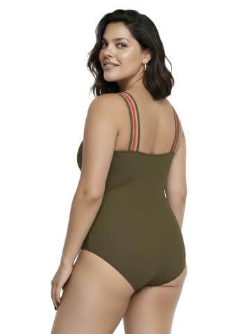 Ulla Popken Badeanzug in dunkel khaki