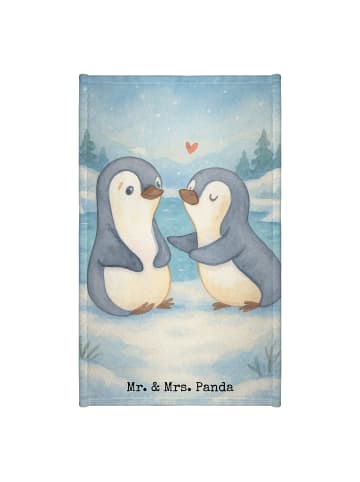 Mr. & Mrs. Panda Handtuch Klein Pinguine trösten Design ohne Spruch in Weiß