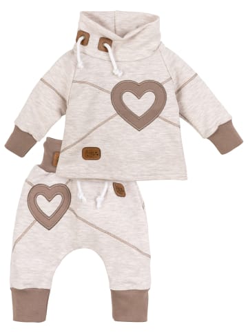 Baby Sweets 2tlg Set Shirt + Hose Patchwork Herzen in beige