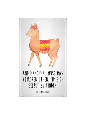 Mr. & Mrs. Panda Kleines Handtuch Alpaka Stolz mit Spruch in Weiß