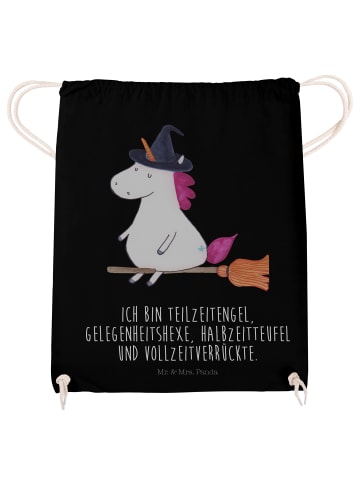 Mr. & Mrs. Panda Sportbeutel Einhorn Hexe mit Spruch in Schwarz