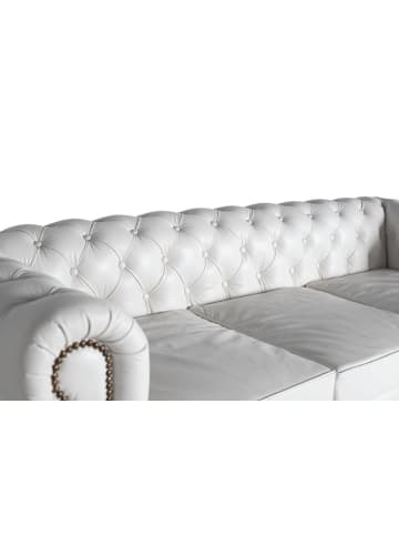 Giner y Colomer Dreisitziges Chester-Sofa gepolstert mit weißem Naturleder in White