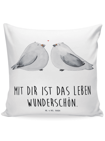 Mr. & Mrs. Panda 40x40 Kissen Turteltauben Liebe mit Spruch in Weiß