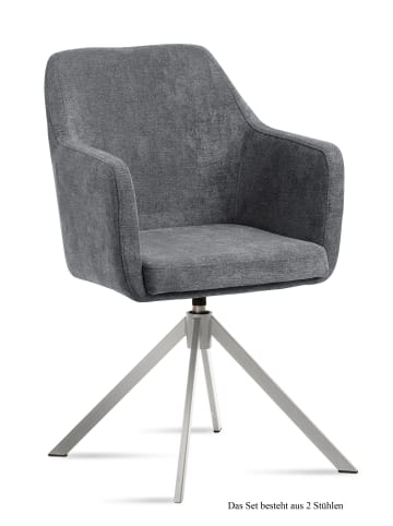 58 aufm Kessel ARMLEHNSTUHL drehbar (2er-Set) Duscha 57x87x60 Edelstahl/Grau