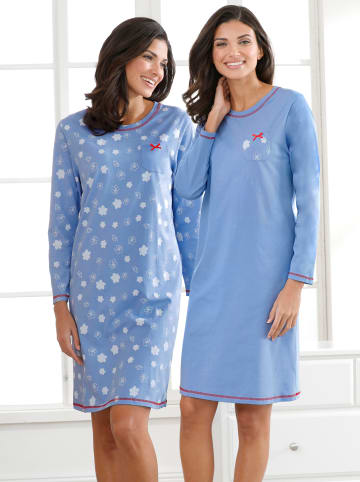 Sieh an! Nachthemden in himmelblau + himmelblau-bedruckt