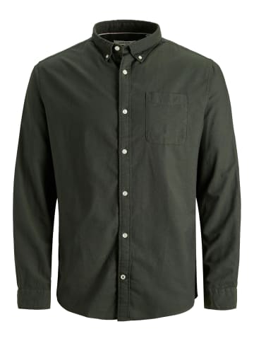 Jack & Jones Einfarbiges Plus Size Hemd Übergrößen Business Shirt JJEOXFORD in Grün