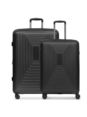 Redolz Essentials 14 4 Rollen Kofferset 2-teilig mit Dehnfalte in black metallic