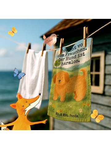 Mr. & Mrs. Panda Handtuch Hund Flauschig Design mit Spruch in Weiß