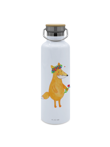 Mr. & Mrs. Panda Wasserflasche Fuchs Blumen ohne Spruch in Weiß