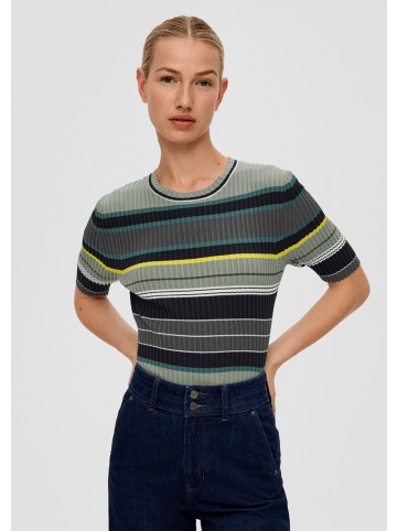 s.Oliver Strickpullover kurzarm in Mehrfarbig-olive