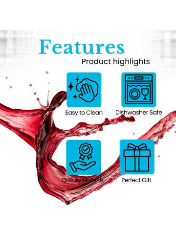 Intirilife Wein Glas 380 ml Rotwein Weißwein Gläser in Transparent - Gold