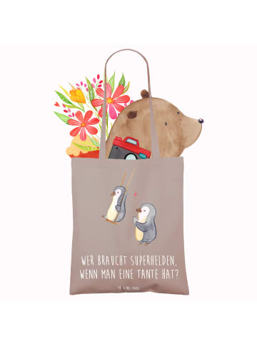 Mr. & Mrs. Panda Schultertasche Lieblings-Tante mit Spruch in Braun Pastell