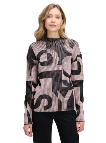 Betty Barclay Grobstrick-Pullover mit Jacquard in Patch Black/Rosé