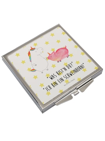 Mr. & Mrs. Panda Handspiegel Einhorn Schwein mit Spruch in Weiß