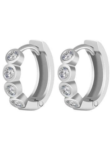 Adeliás Damen Ohrringe – Klappcreole aus 925 Silber mit Zirkonia in silber