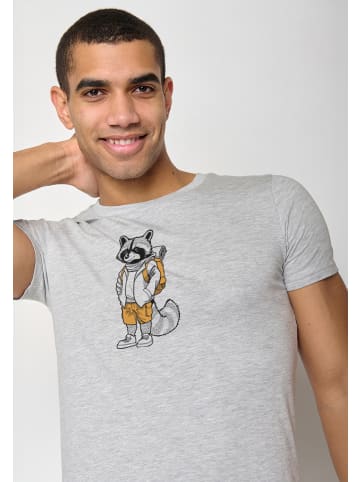 GreenBomb T-Shirt Animal Raccoon Hike in Heidekraut Grau