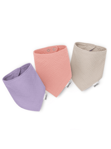 Räuberella 3er Set Musselin Lätzchen in Flieder, Rosa & Beige - 35 x 18cm